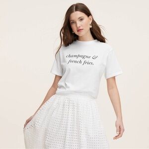 Kate Spade x Target White T-Shirt with Black Text Champagne & French Fries